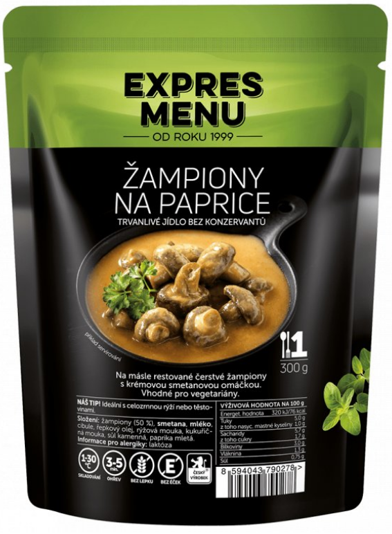 Žampiony na paprice bez lepku 300 g Expres Menu